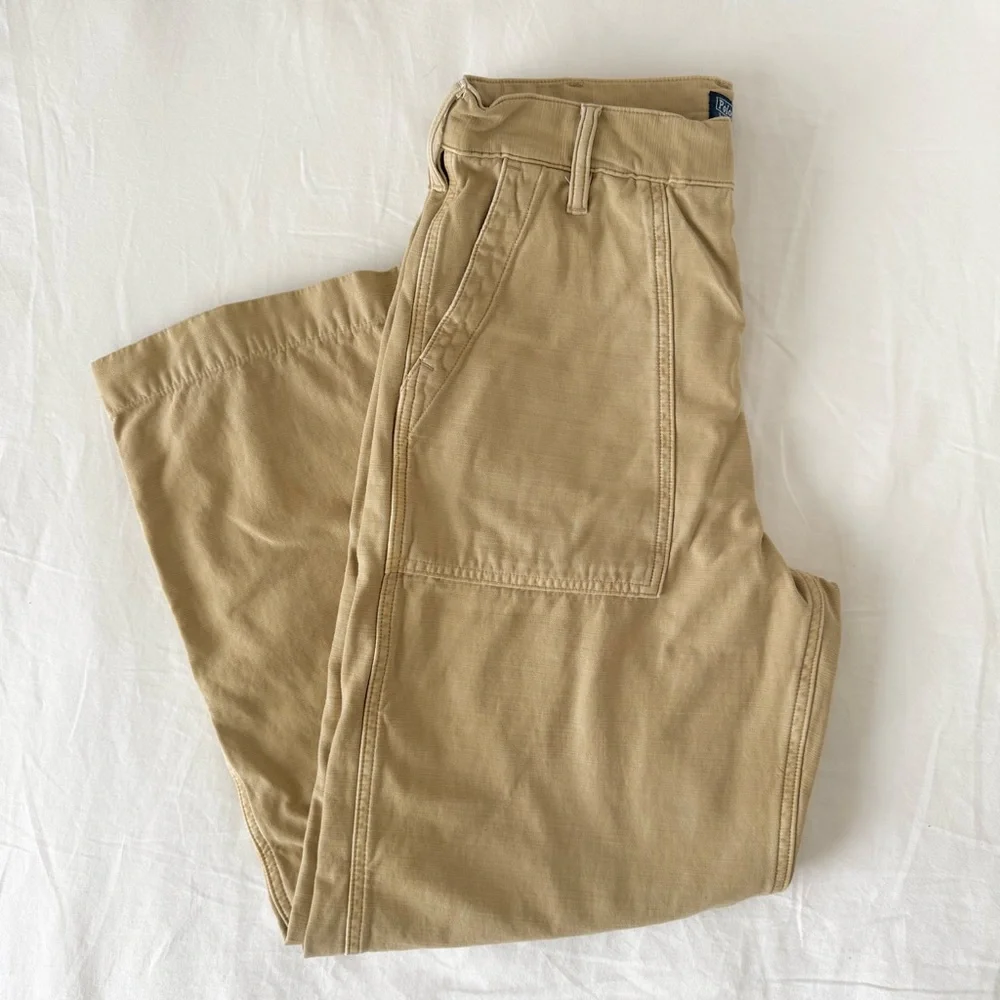 Polo Ralph Lauren - Ricky Pants Wide Leg Cropped Size 6, Khaki - Picture 1 of 1